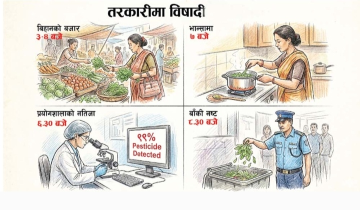 हरियो तरकारीमा शतप्रतिशतसम्म विषादी